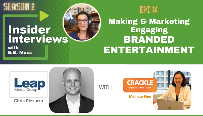 Guests Chris Pizzurro, Principal, Leap Media Group, and Michele Fino, Head of Branded Entertainment at Crackle on Epi 14 of Insider Interviews with E.B. Moss