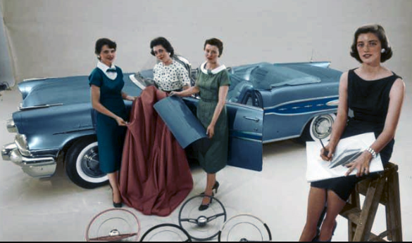 Vintage image of women contributing to GM's adaptation of cars to women